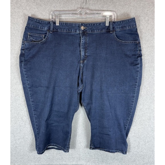 Riders by Lee Jeans Womens 26W Medium Blue Stretch Bermuda Shorts Denim Plus - Picture 1 of 11